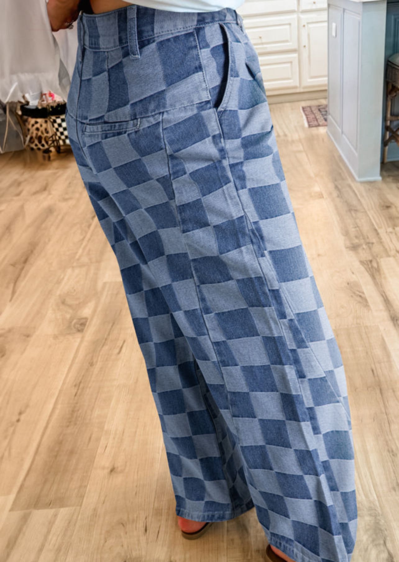 Checkered Jean Pants