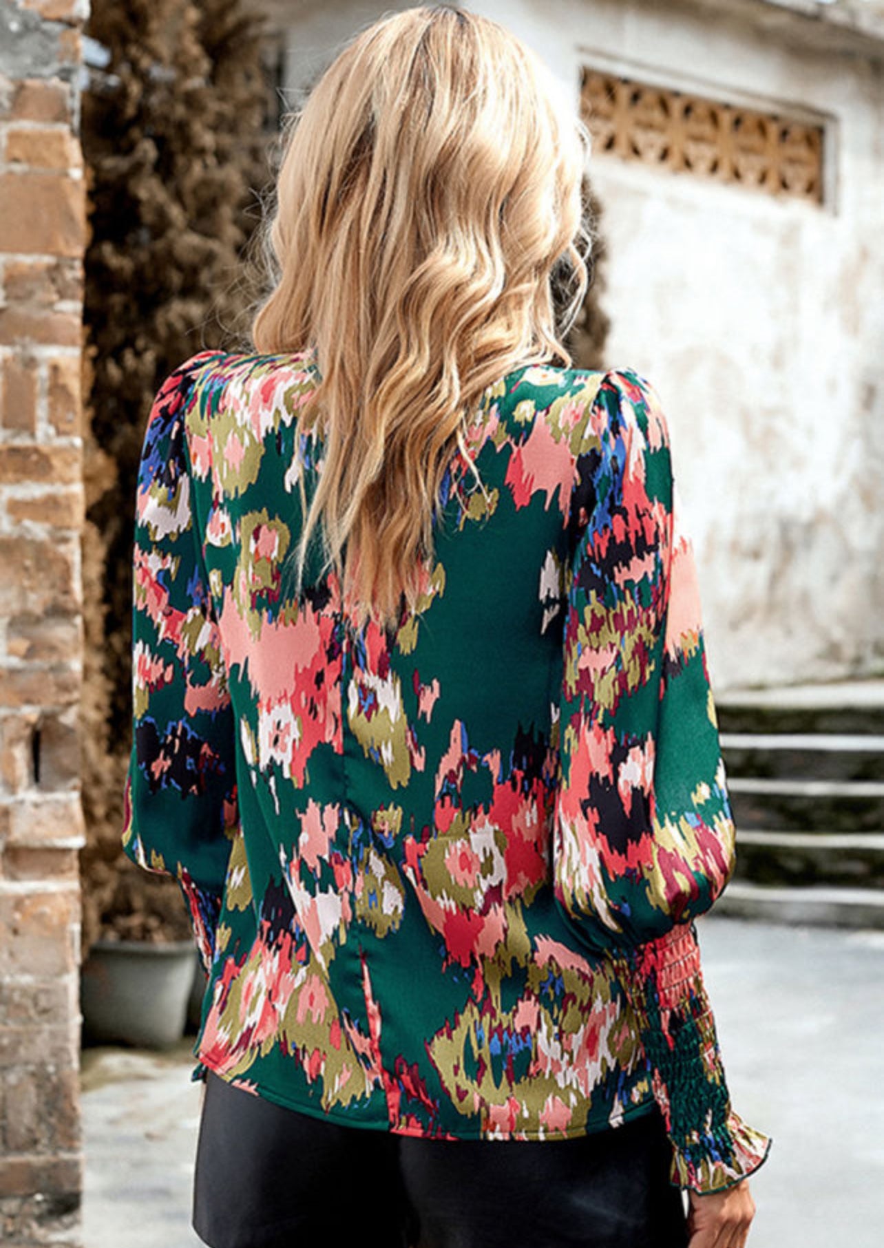 Green Abstract Blouse