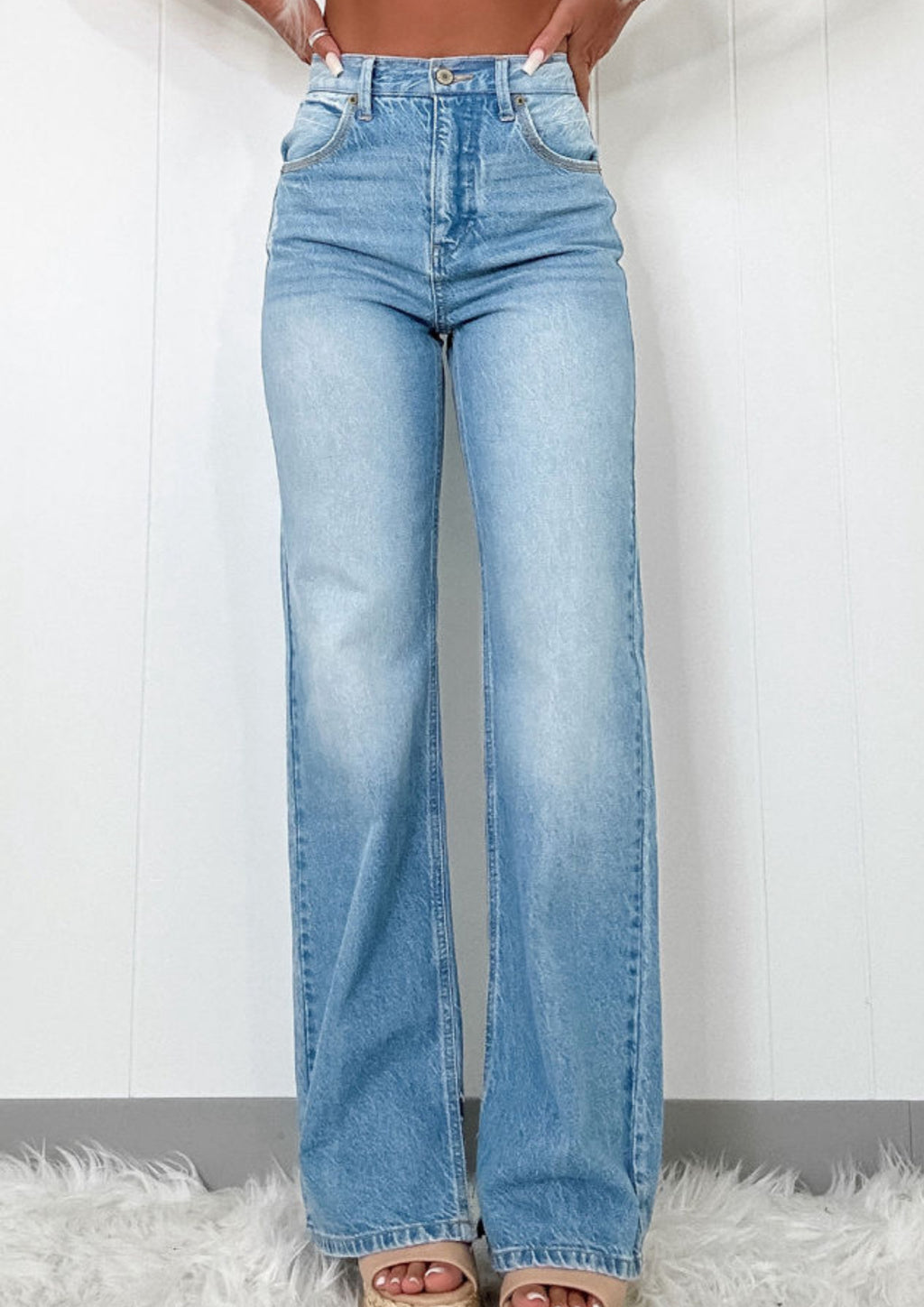 High Rise Jeans with a Slit