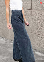 Pleaded Wide Leg Mineral Pants
