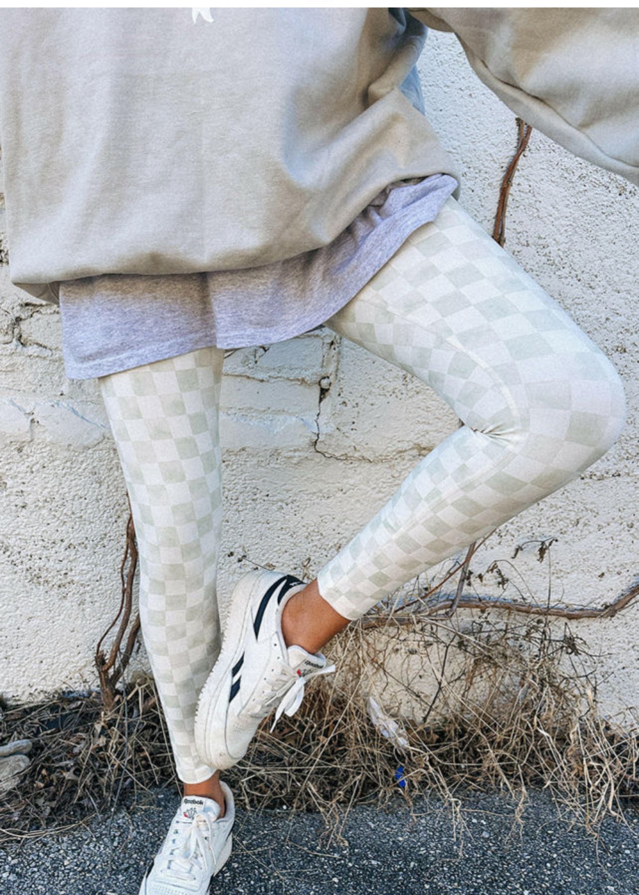 Checkered Pattern High Waist Leggings