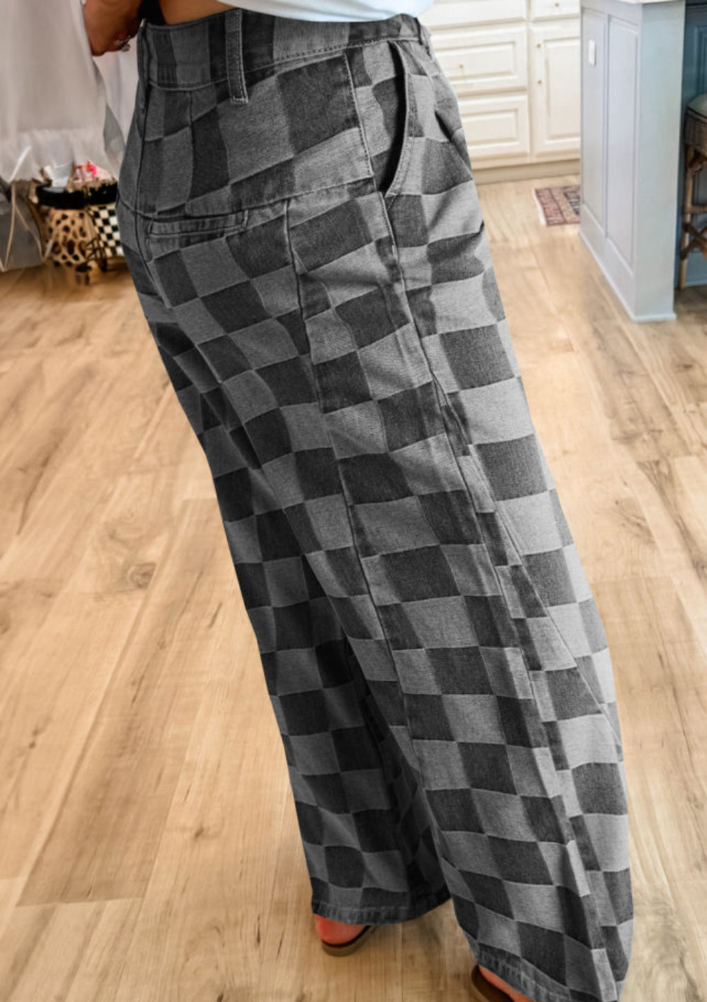 Checkered Jean Pants