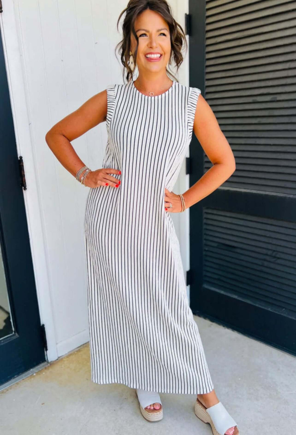 Black White Stripped Maxi Dress