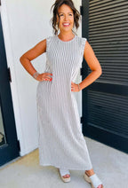 Black White Stripped Maxi Dress