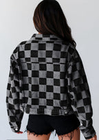 Checkered Denim Jacket