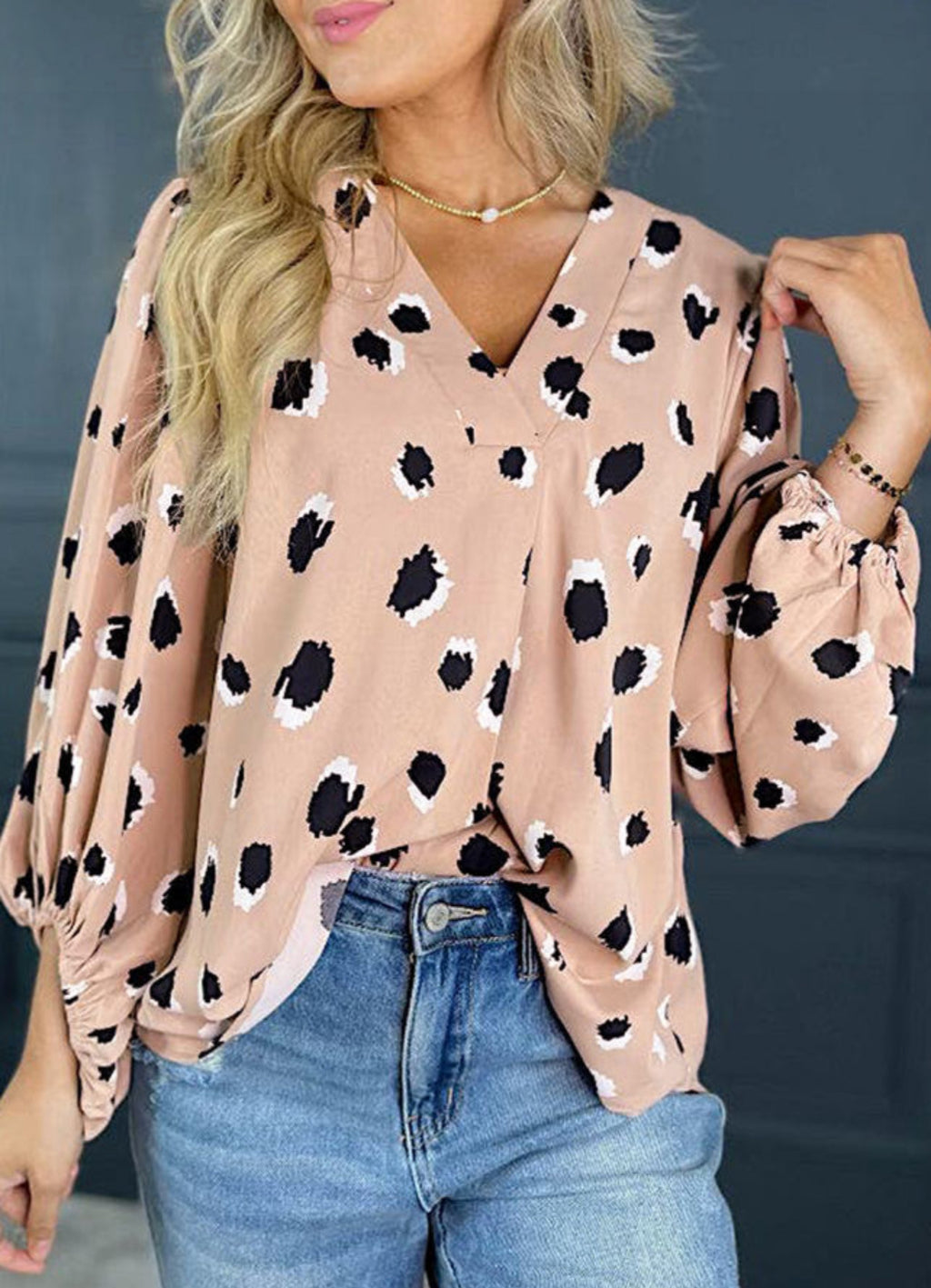 Leopard V Neck Blouse