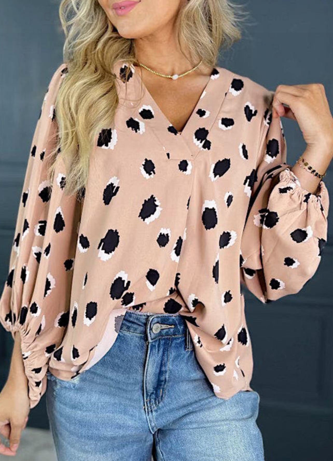 Leopard V Neck Blouse
