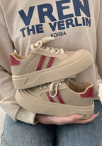 Firey Red Retro Leather Thick Sole