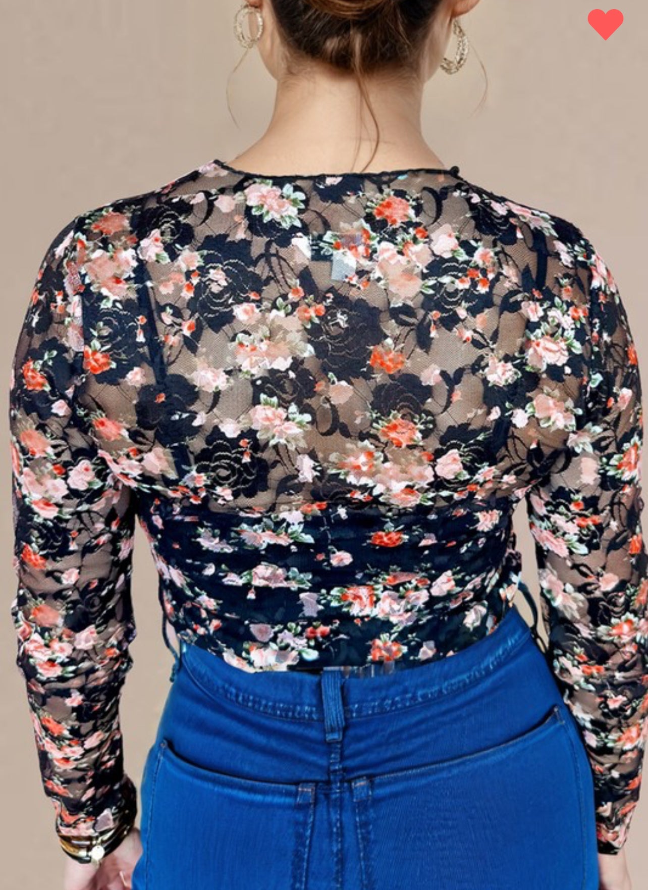 Black Floral Mesh Long Sleeve