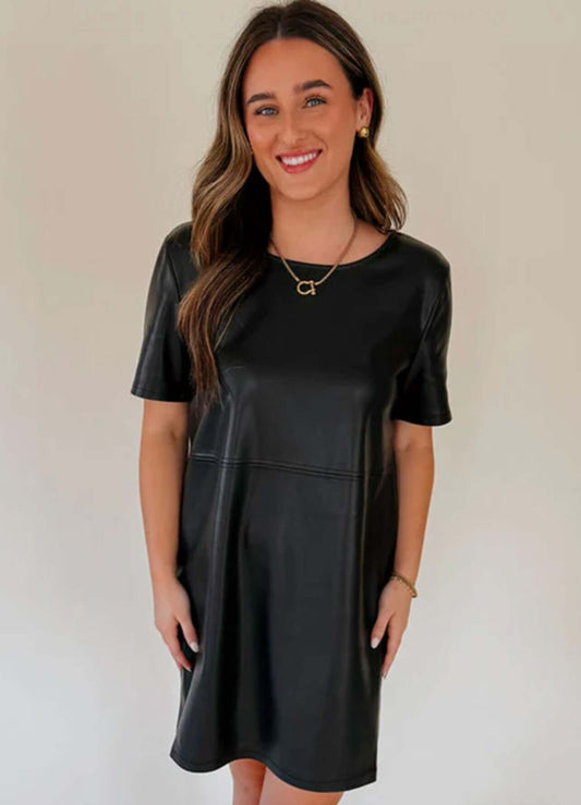 Black Faux Tshirt Dress