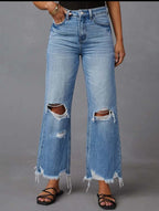 Distressed Raw Hem Jeans