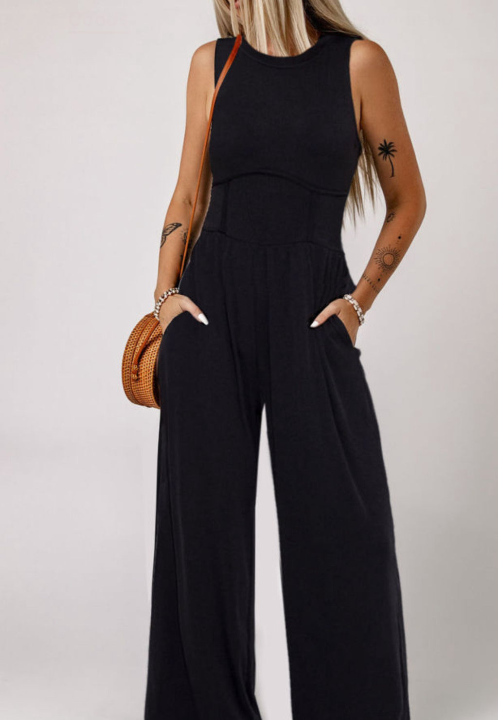 Black Cinched Waist Jumpsuit