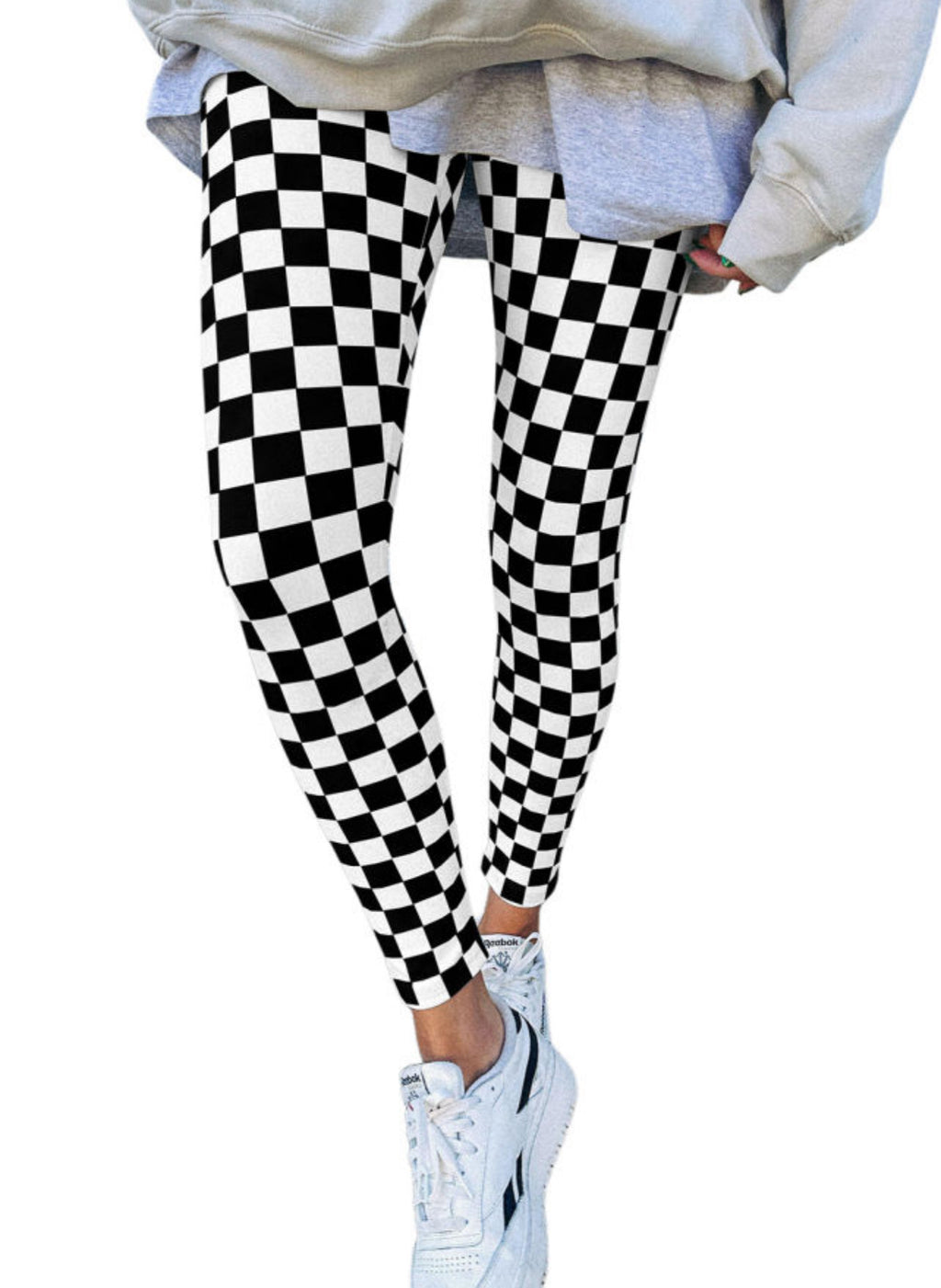 Checkered Pattern High Waist Leggings