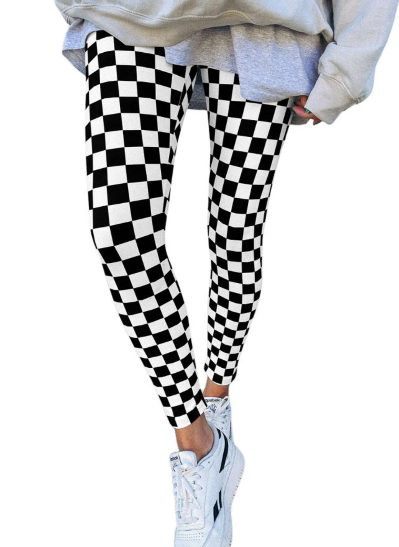 Checkered Pattern High Waist Leggings
