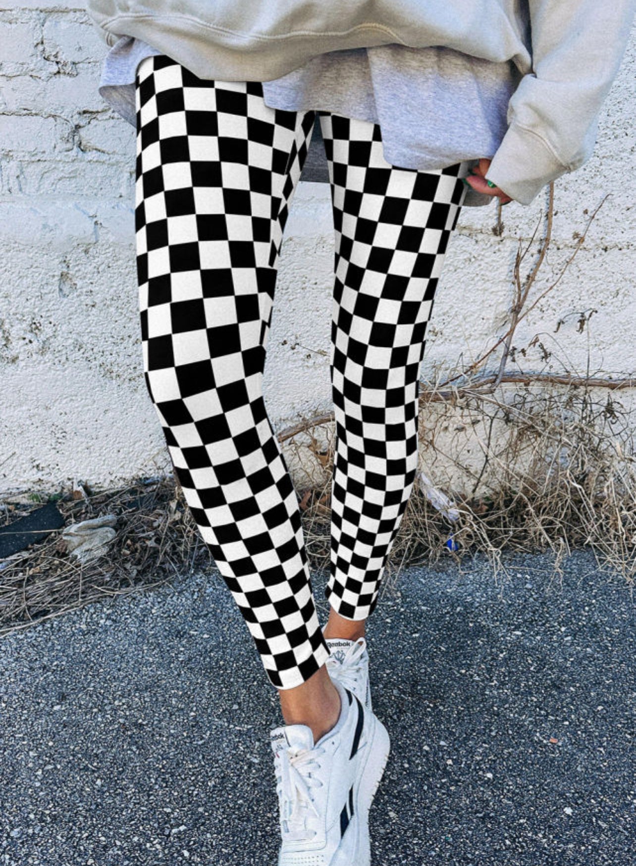 Checkered Pattern High Waist Leggings