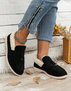 Suede Furry Flat Shoes