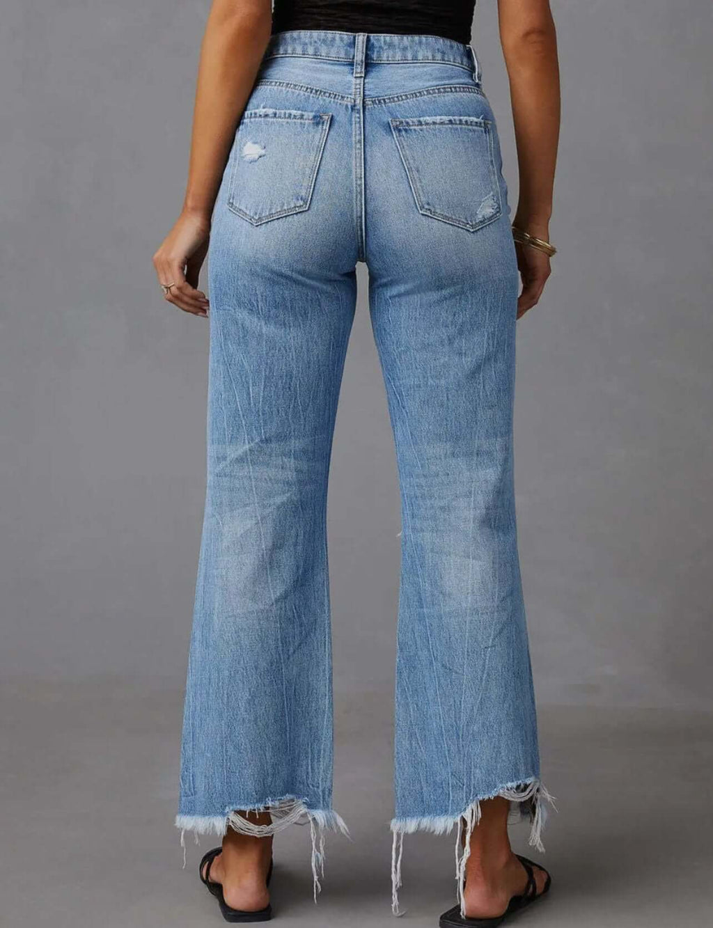 Distressed Raw Hem Jeans