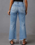 Distressed Raw Hem Jeans