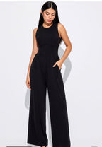 Black Cinched Waist Jumpsuit