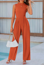 Mock Neck Sleeveless Jumpsuit