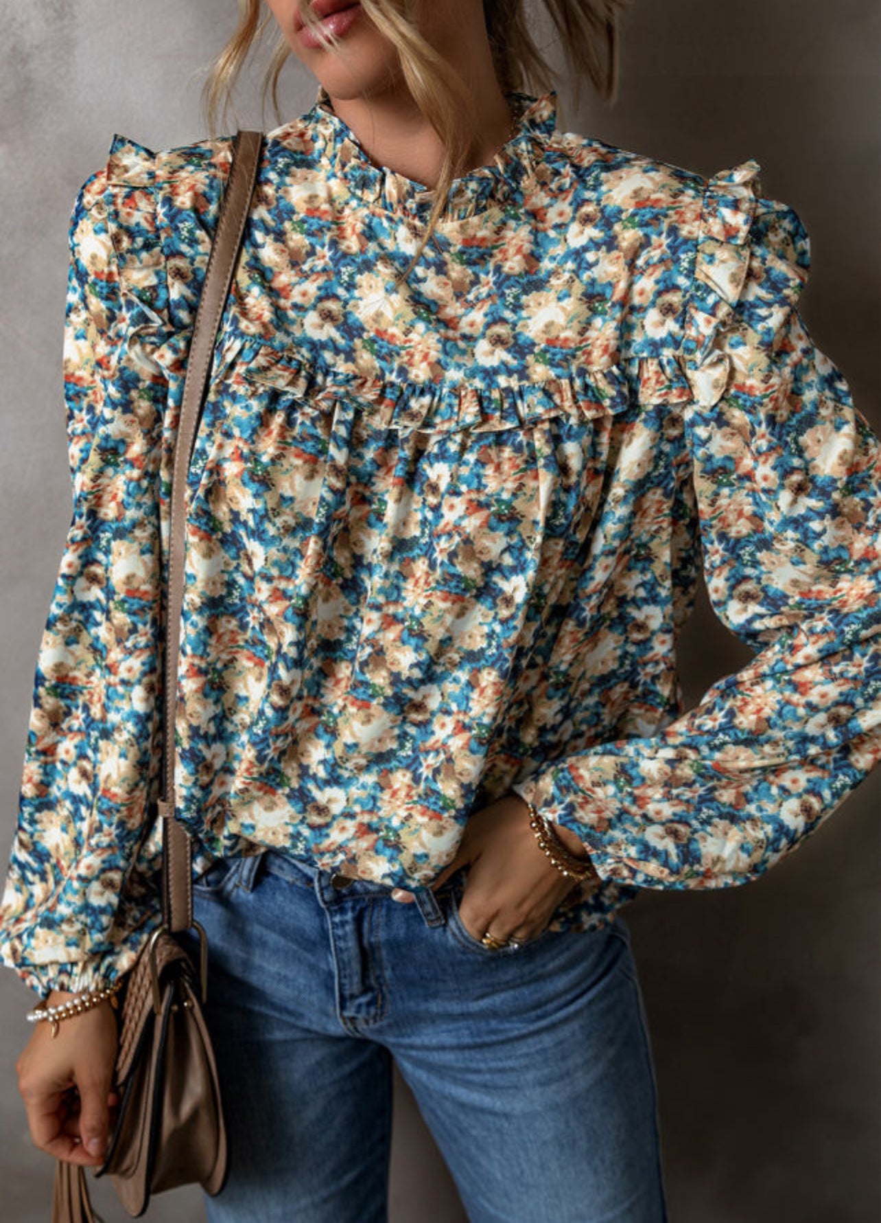 Sky Blue Floral Blouse