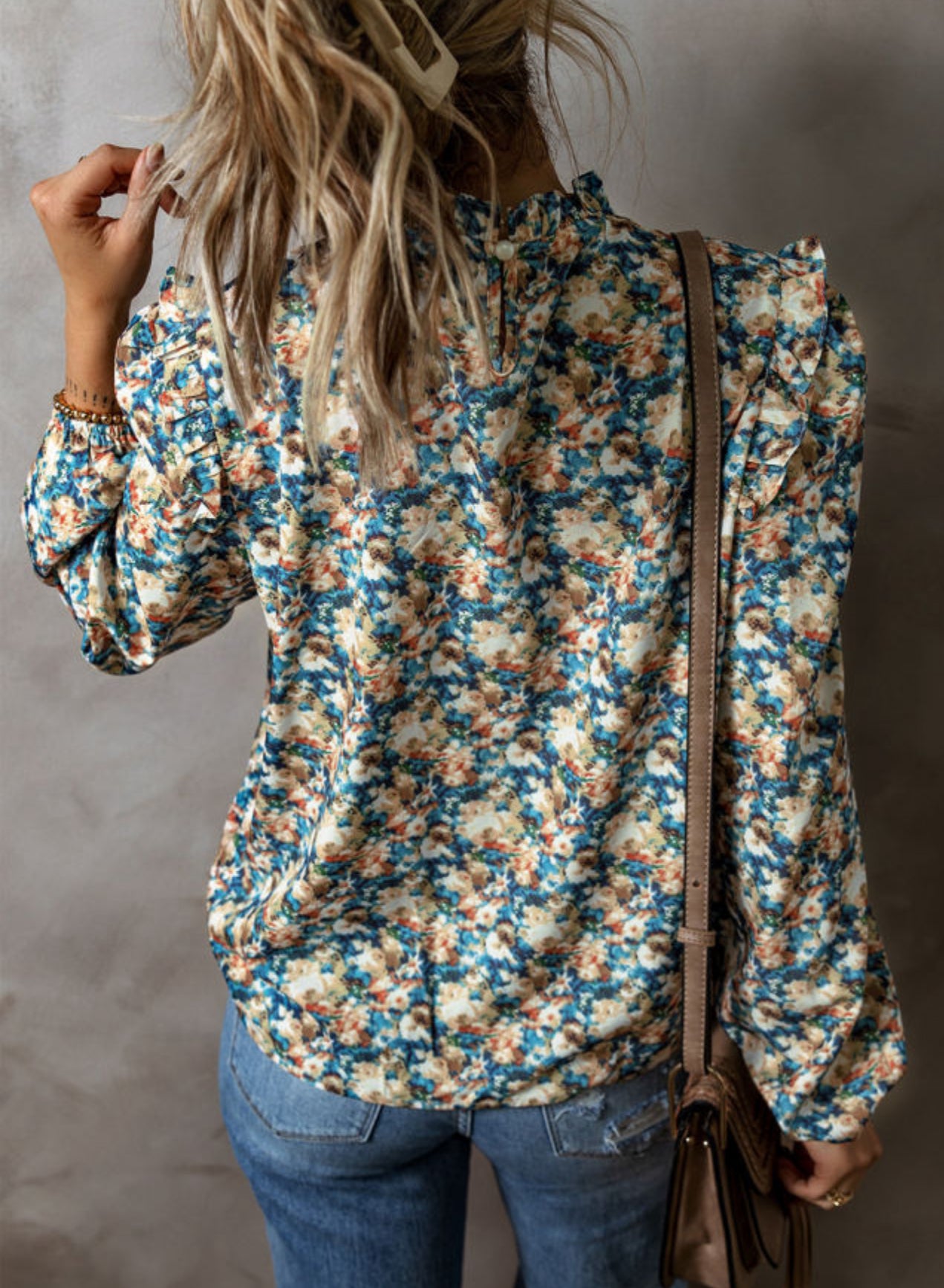 Sky Blue Floral Blouse
