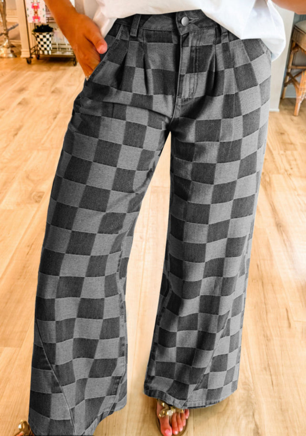 Checkered Jean Pants