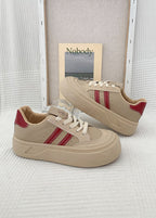 Firey Red Retro Leather Thick Sole