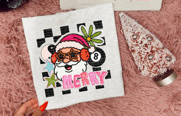 Checker merry Santa groovy tee or sweatshirt