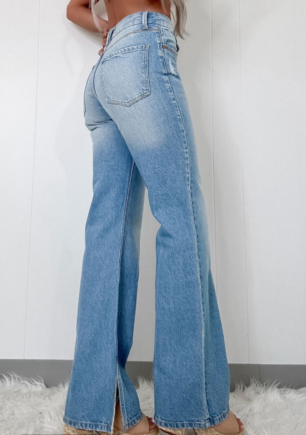 High Rise Jeans with a Slit