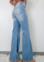 High Rise Jeans with a Slit