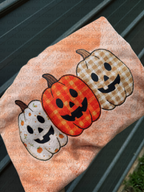 Faux patch stitched three pumpkins tee or sweatshirt