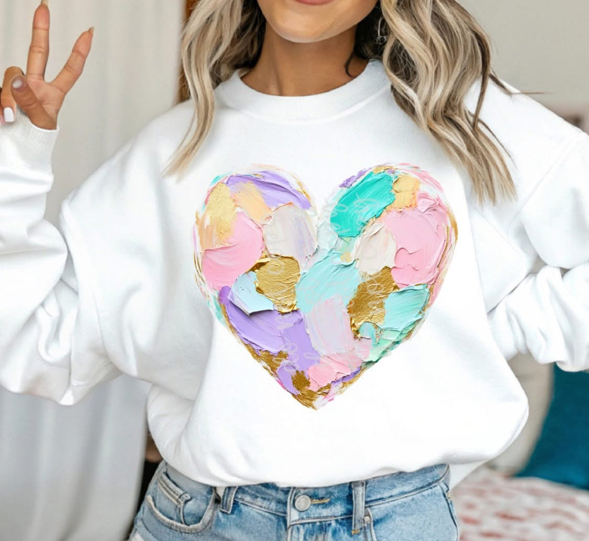Easter spring paint heart tee or sweatshirt