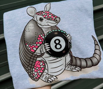 8 ball hot pink armadillo tee or sweatshirt