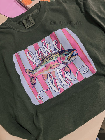 Lake Life Fishing Tee | Cute Fishing Shirt | Girly Outdoors Tee | Trout Graphic Tee | Fishing Lover Shirt | Comfort Colors Tee