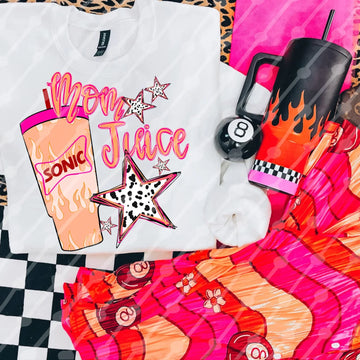 Mom Juice drive thru son Flame  tee or sweatshirt