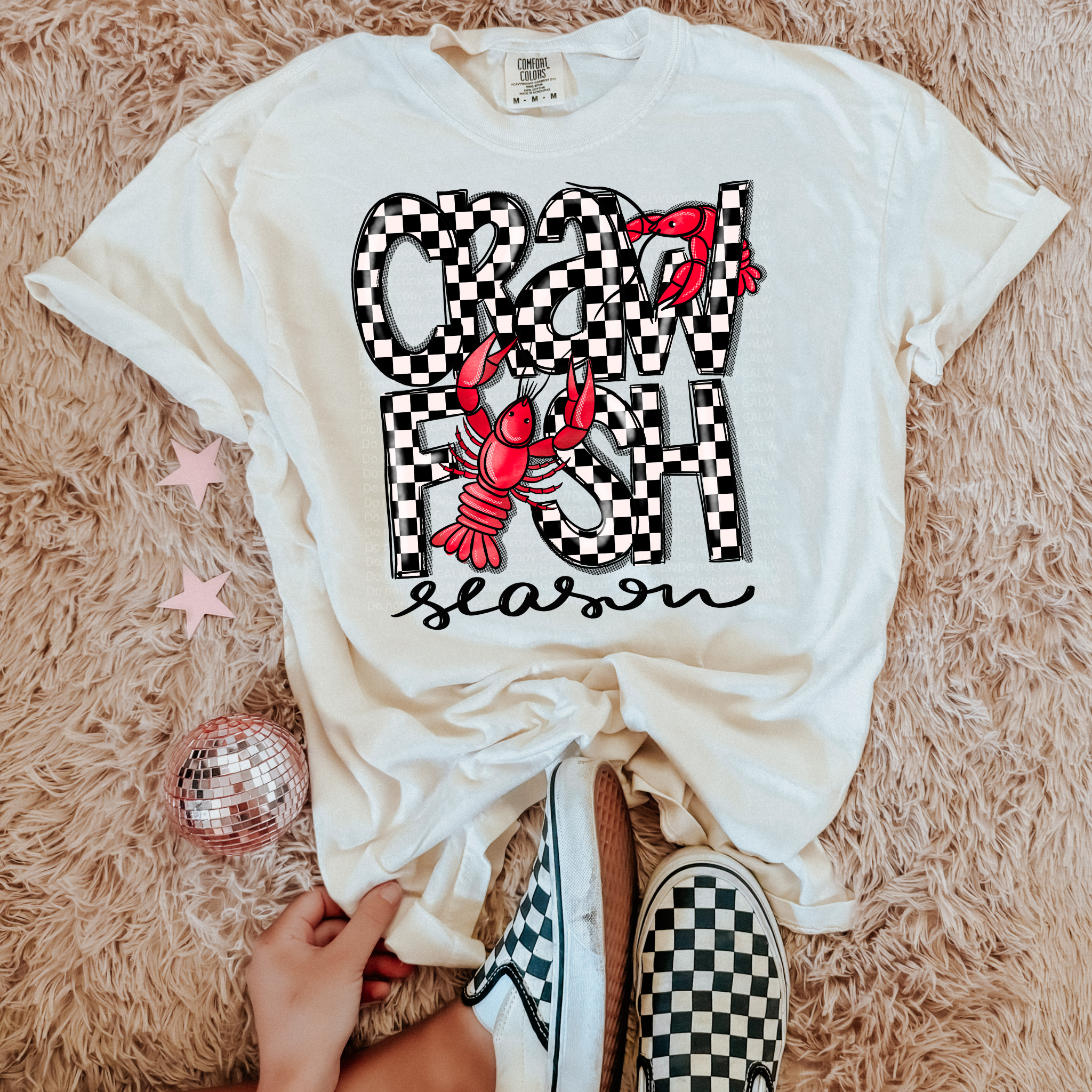 Checker crawfish season tee or sweatshirt