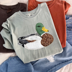 Faux patchwork mallard duck tee or crew