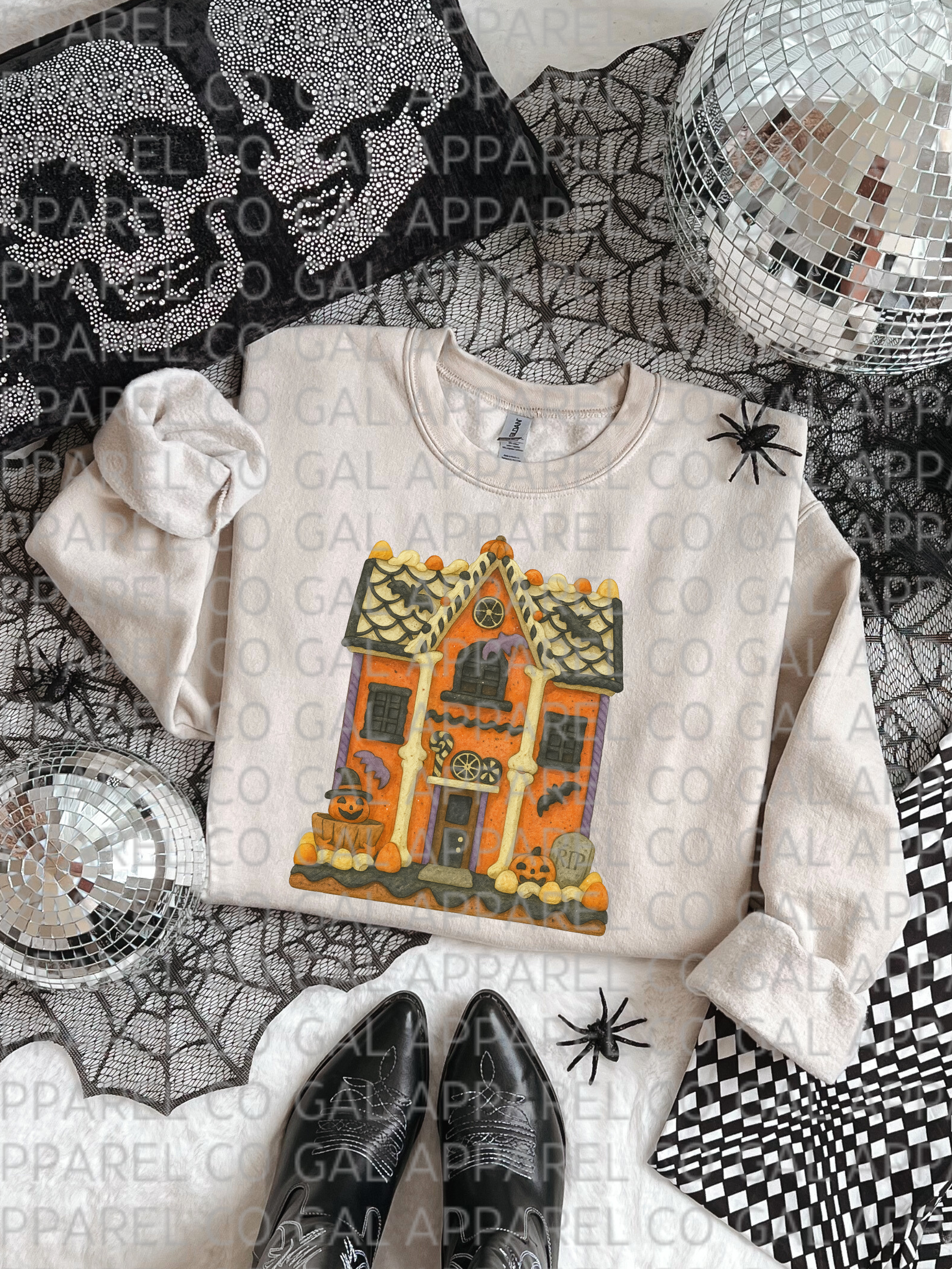 Candy Corn Mansion “The Candy Corn Cottage” Tee or Sweatshirt – Cute Halloween Fall Graphic Shirt