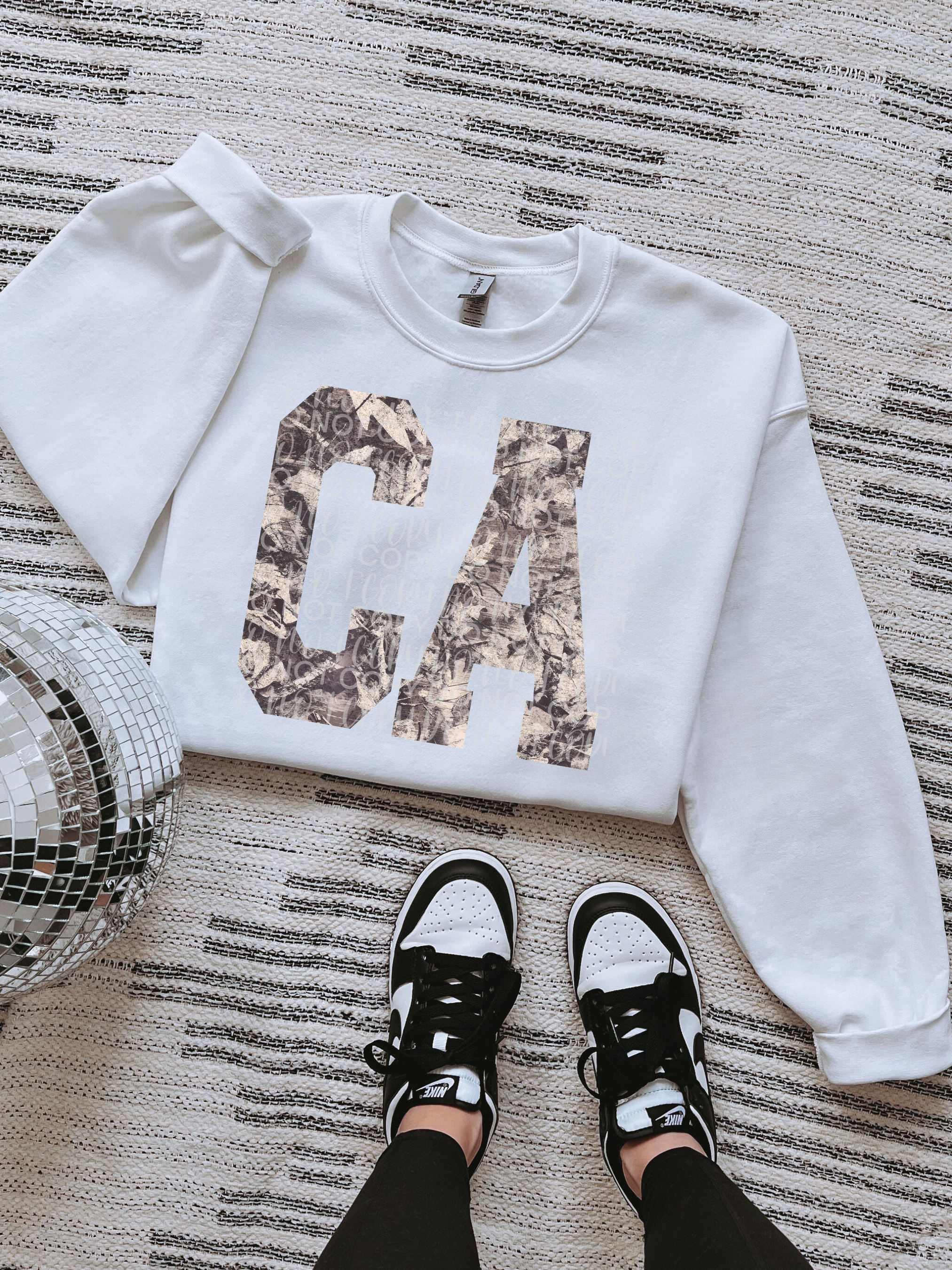 Trendy camo CA tee or sweatshirt