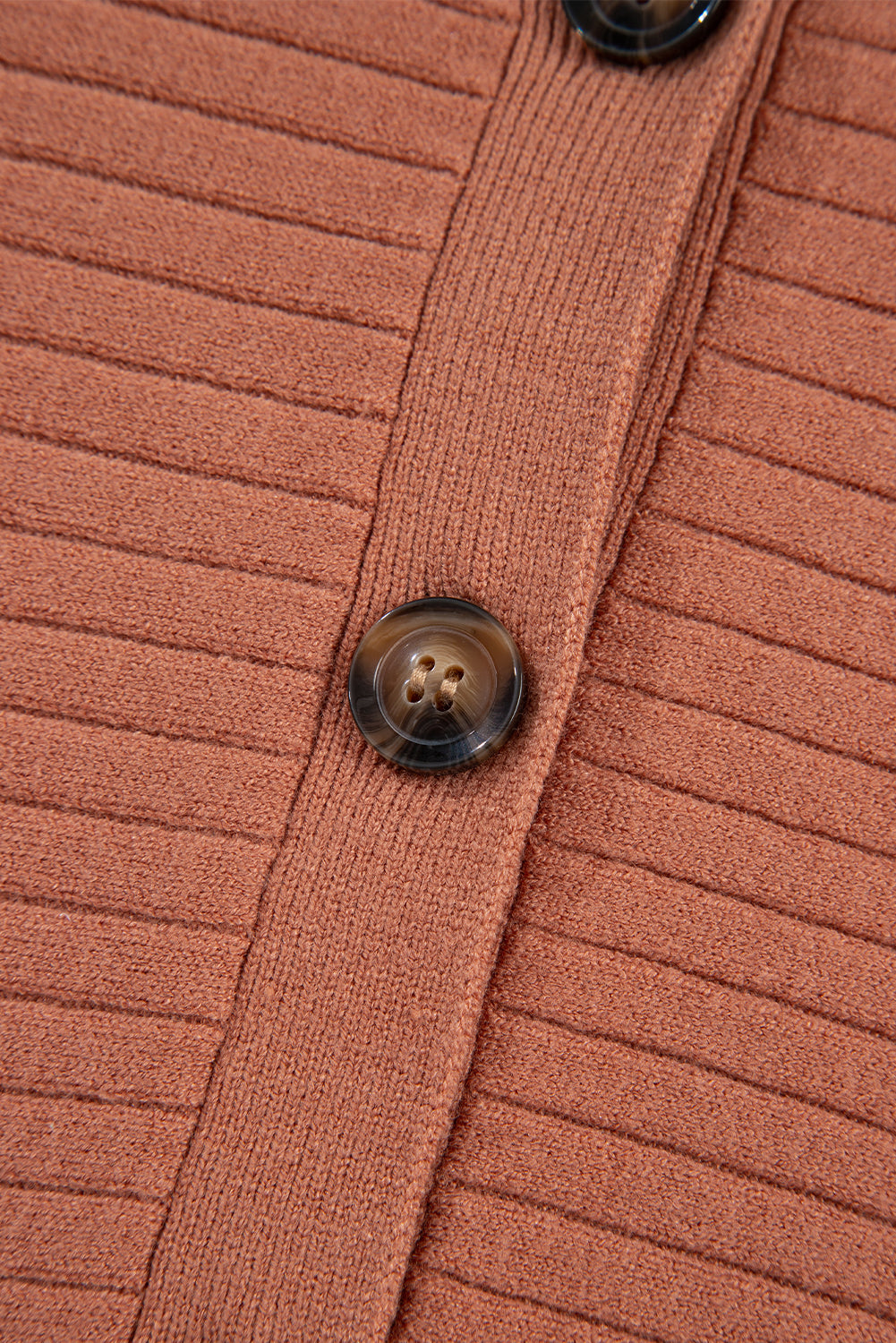 Apricot Pink Rib Knit Button Front Dolman Sleeve Cardigan