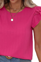 Women Petal Sleeve Rose Shirt