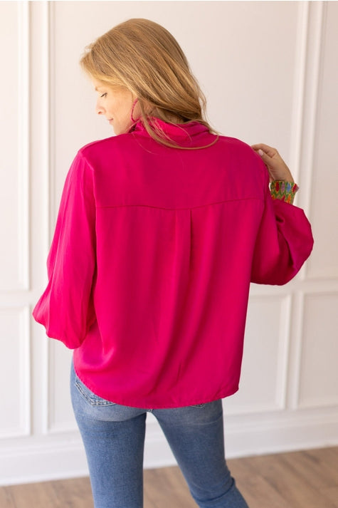 Retro Reverie Ballon Sleeve Blouse