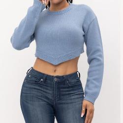 Long Sleeve Diamond Crop Sweater
