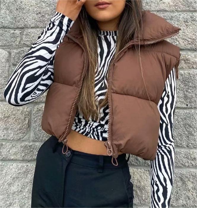 Zipper Stand-Up Collar Outerwear Vest Jacket