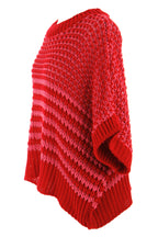 Red Stripe 3/4 Draped Sleeve Slouchy Sweater