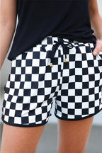 Checkered Drawstring Elastic Waist Shorts