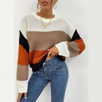 Slouchy Color-Matching Crew Neck Sweater
