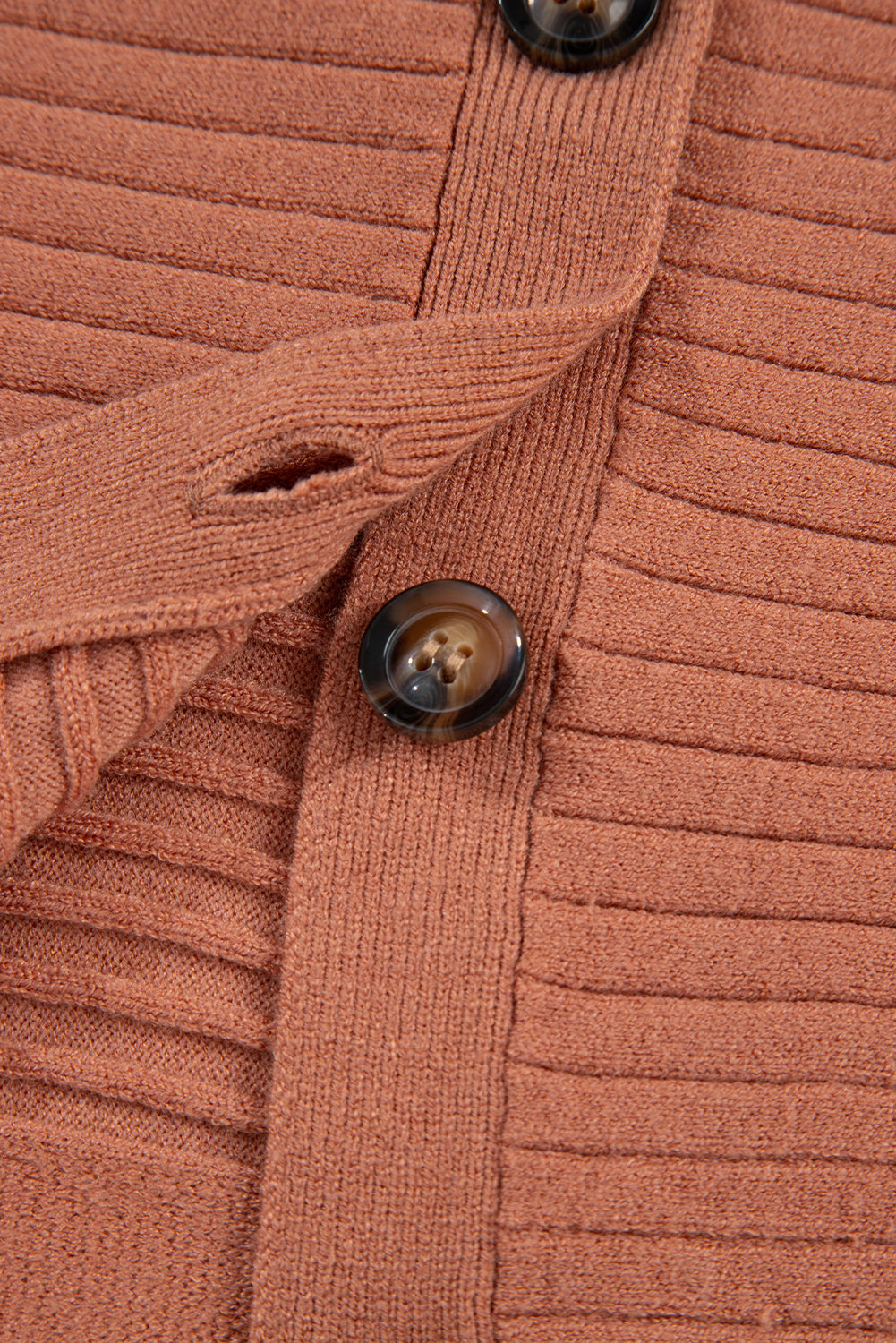 Apricot Pink Rib Knit Button Front Dolman Sleeve Cardigan