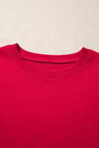 Racing Red Striped Patchwork Sleeve Colorblock Sweatshirt